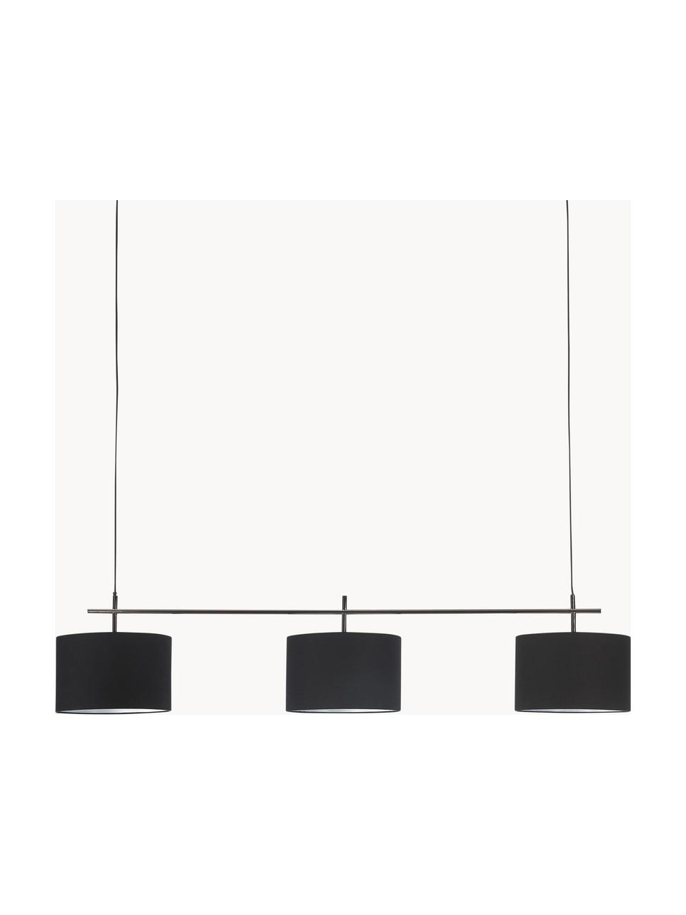 Grote hanglamp Liara, Frame: geborsteld metaal, Baldakijn: geborsteld metaal, Zwart, B 140 x H 18 cm