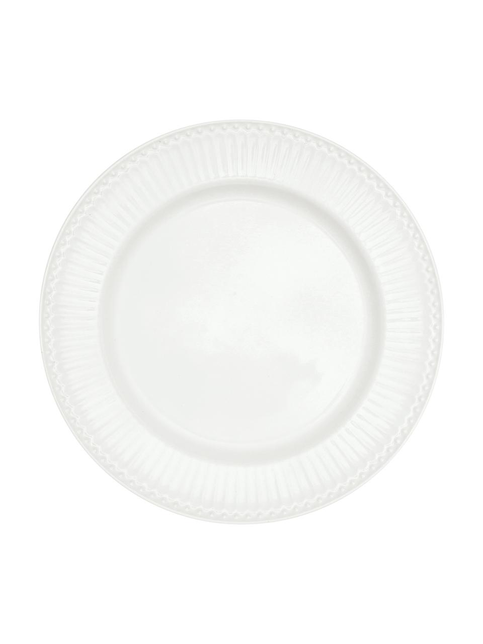 Assiette plate faite main porcelaine Alice, 2 pièces, Grès cérame, Blanc, Ø 27 cm