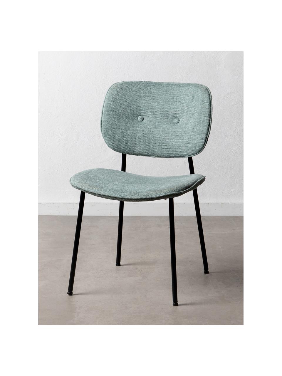 Krzesło tapicerowane Oprah, Tapicerka: 100% poliester, Nogi: metal powlekany, Turkusowy, czarny, S 56 x G 52 cm