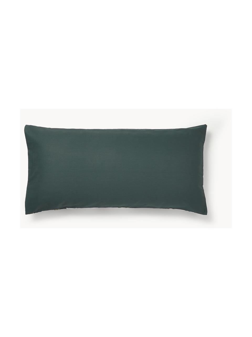 Poszewka na poduszkę z satyny bawełnianej Flori, Ciemny zielony, wielobarwny, S 40 x D 80 cm