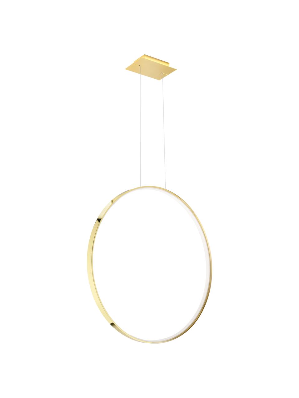 Grande suspension LED artisanale Tim, Doré, haute brillance, larg. 78 x haut. 78 cm