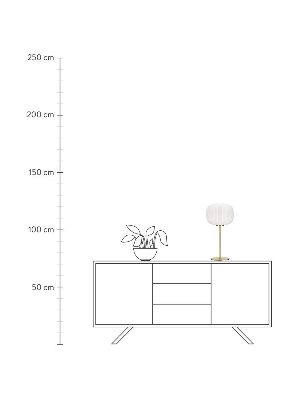 Velká stolní lampa se skleněným stínidlem Sober, Bílá, mosazná, Š 25 cm, V 50 cm