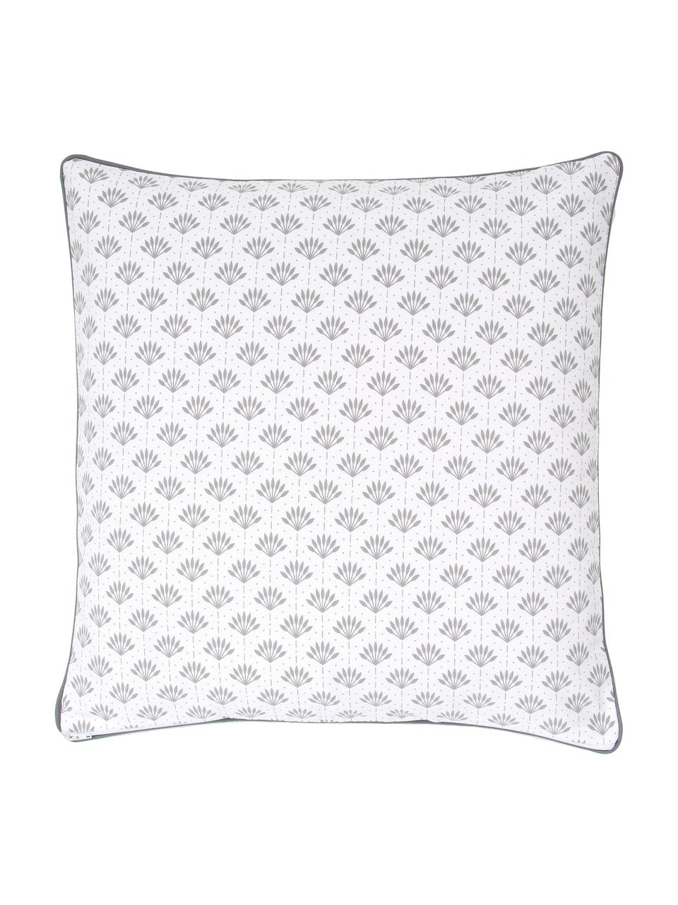 Housse de coussin 45x45 réversible coton bio Tiara, 100 % coton bio, certifié GOTS, Gris clair, blanc crème, larg. 45 x long. 45 cm