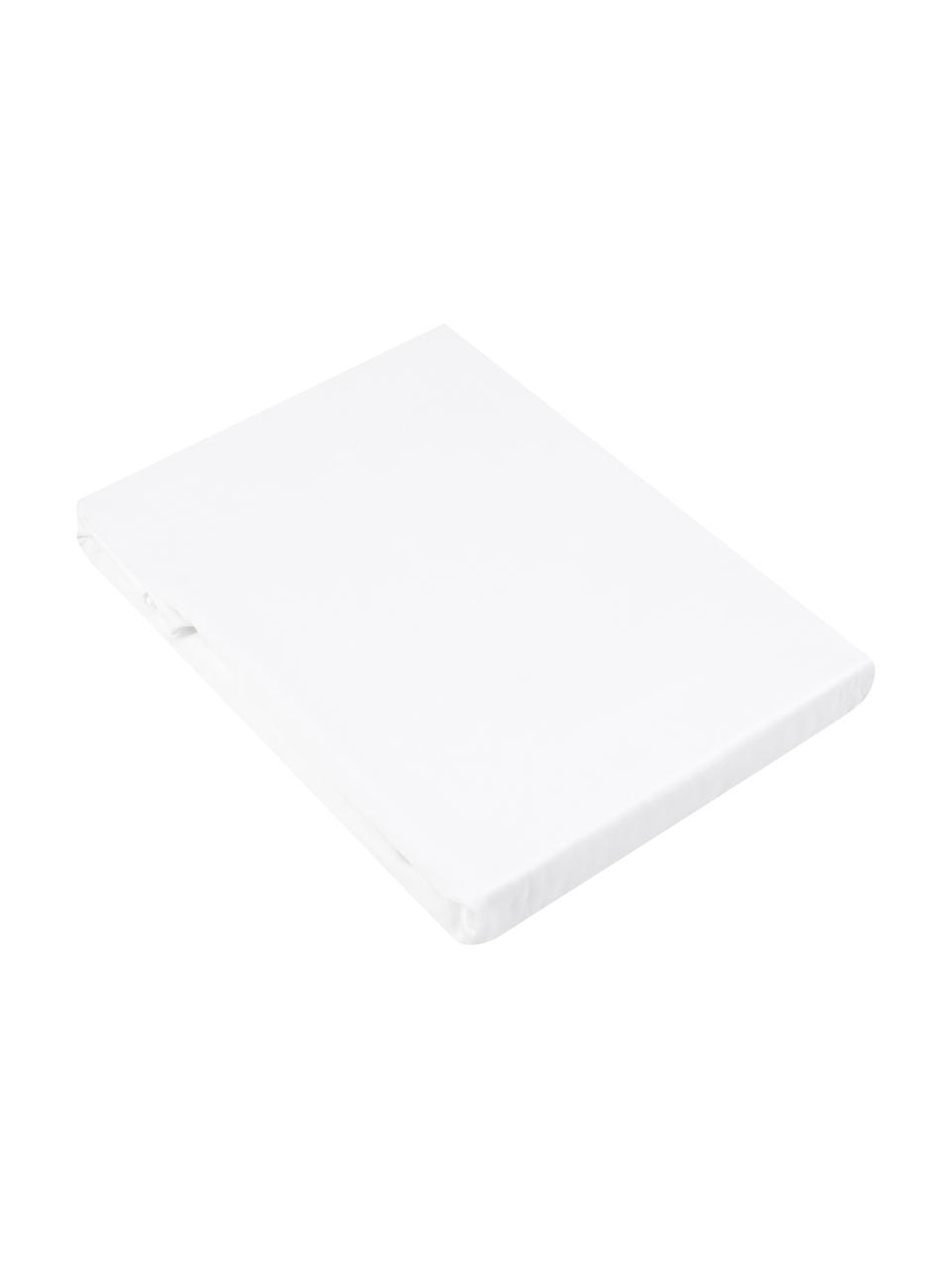 Boxspring-Spannbettlaken Comfort in Weiß, Baumwollsatin, Webart: Satin, Weiß, B 160 x L 200 cm