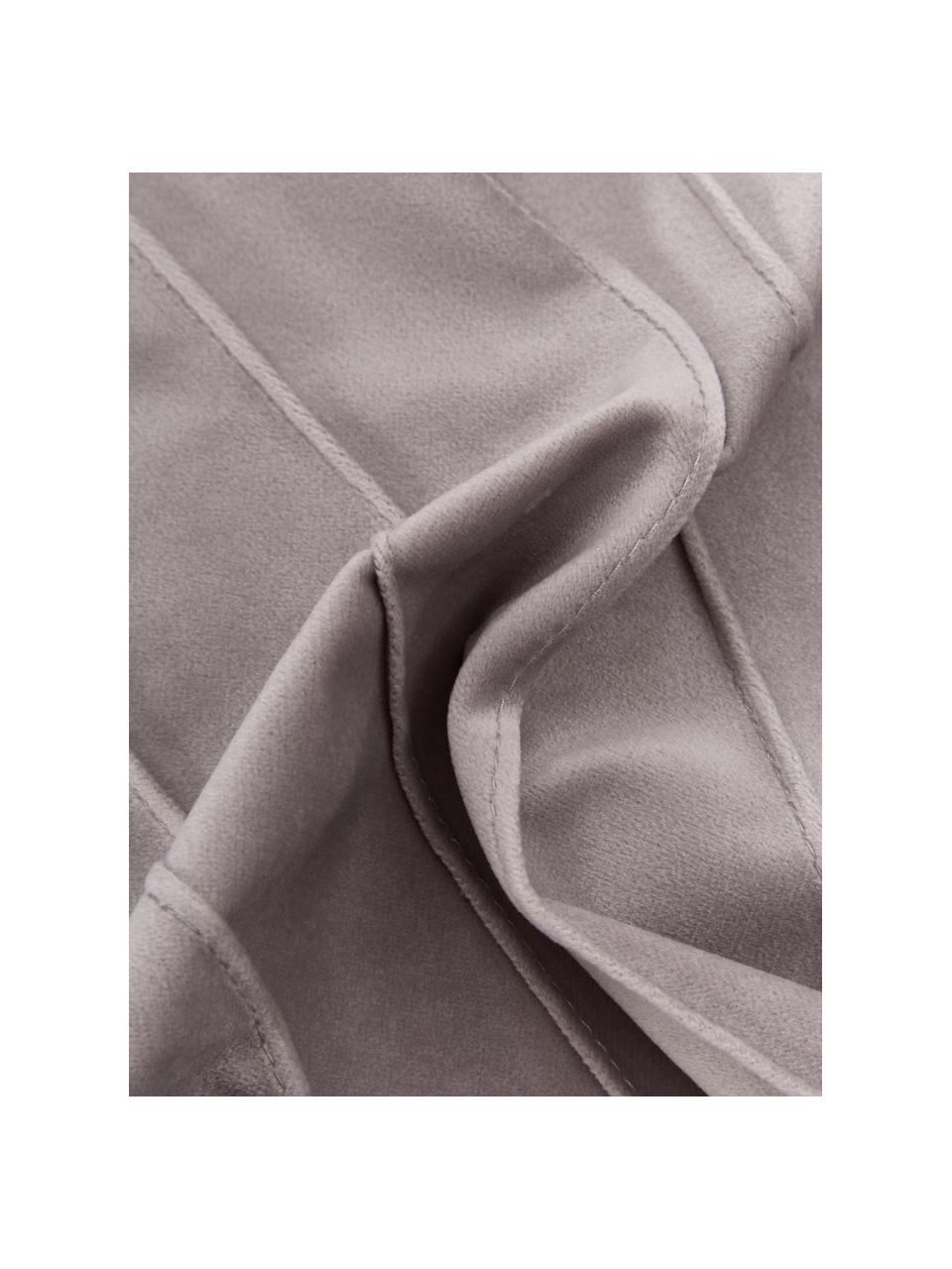 Federa arredo in velluto grigio chiaro con motivo strutturato Leyla, Velluto (100% poliestere), Grigio, Larg. 30 x Lung. 50 cm