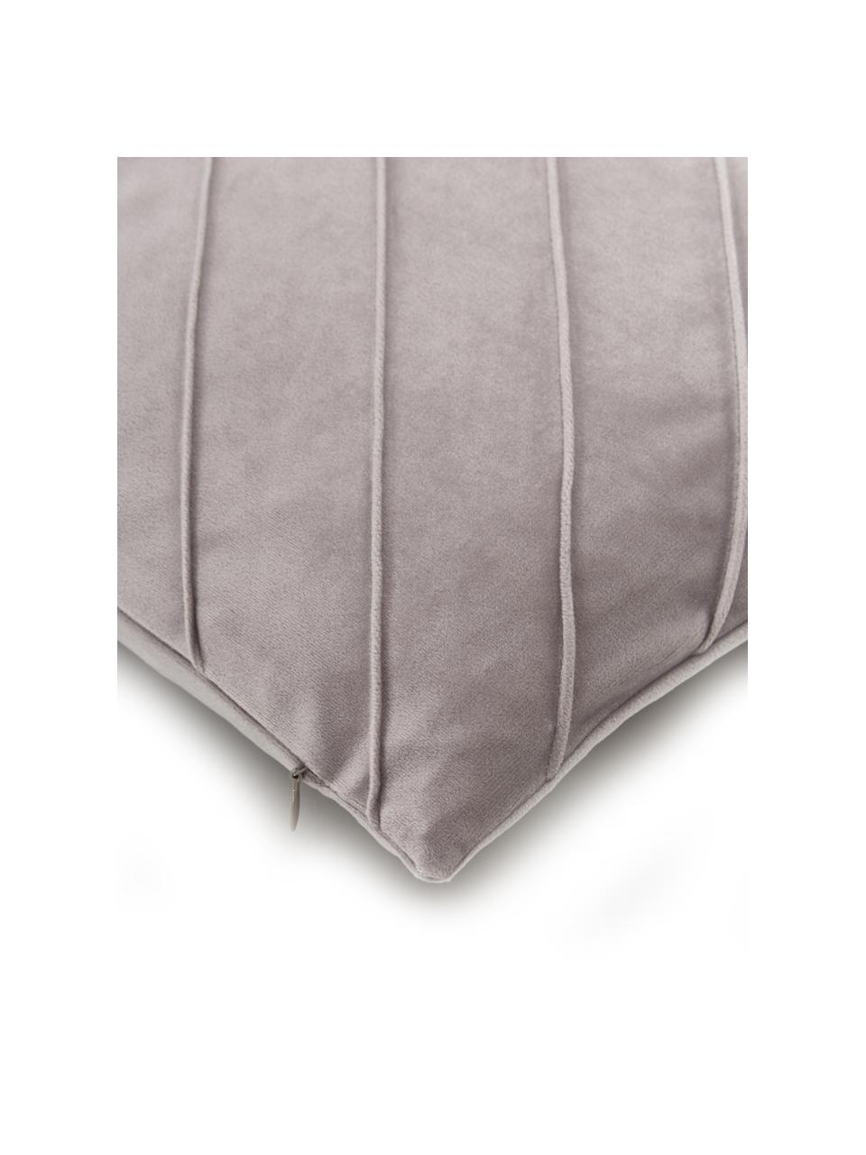 Samt-Kissenhülle Leyla mit Strukturmuster, Samt (100 % Polyester), Grau, B 30 x L 50 cm