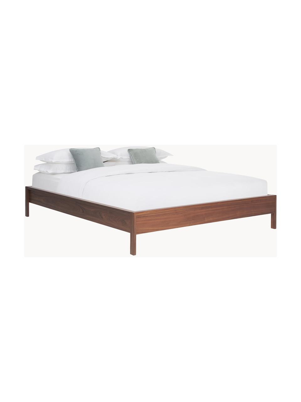 Cama de madera Tammy, Madera chapada en nogal, Madera de nogal, An 160 x L 200 cm