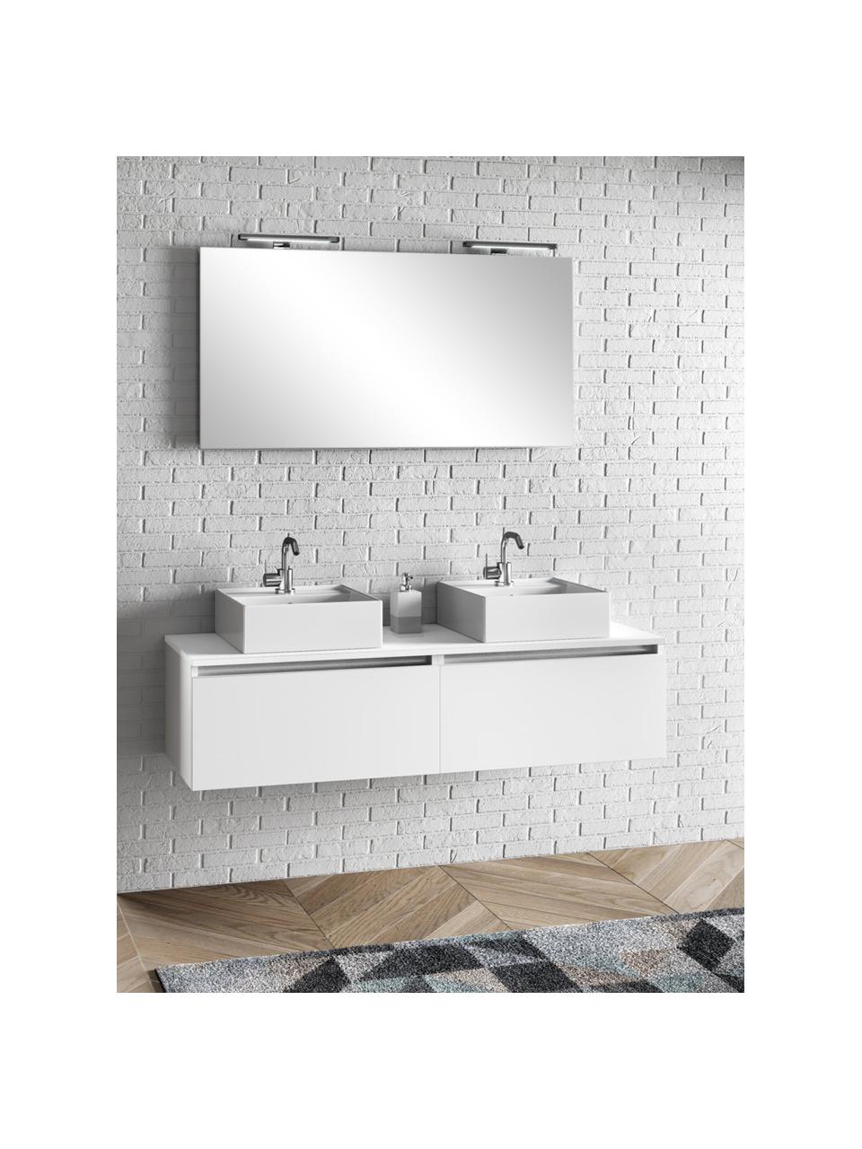 Doppelwaschtisch-Set Perth, 7-tlg., Spiegelfläche: Spiegelglas, Rückseite: ABS-Kunststoff, Weiß, Set mit verschiedenen Größen