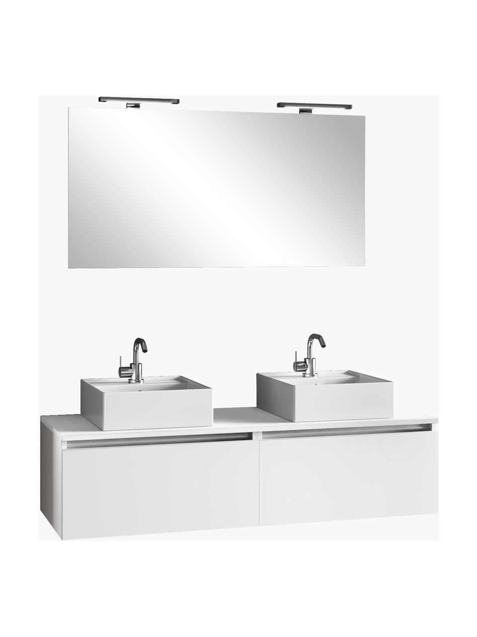 Set lavabo doppio Perth 7 pz, Superficie dello specchio: vetro a specchio, Bianco, Set in varie misure