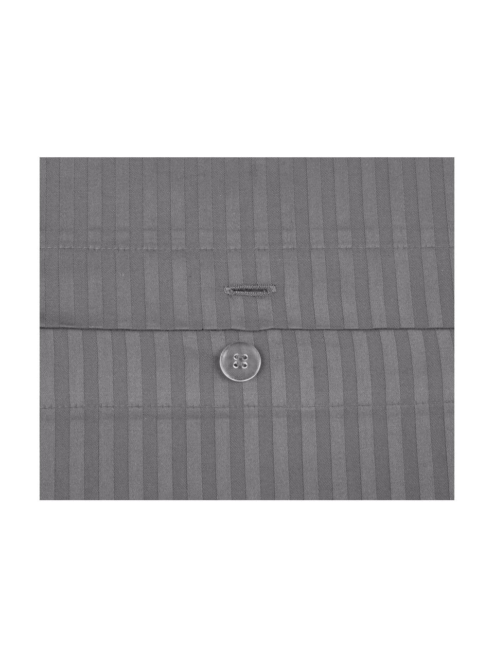 Pruhované povlečení z bavlněného saténu Stella, Tmavě šedá, Š 240 cm, D 220 cm, 3 díly