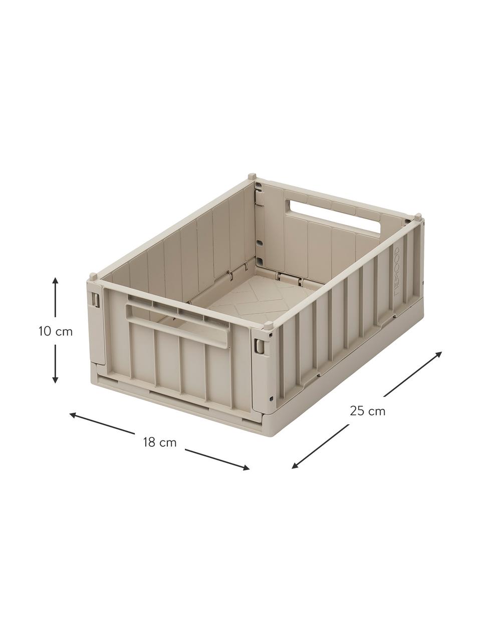 Skládací box z recyklovaného plastu Weston, malý, 2 ks, Recyklovaná umělá hmota, Béžová, Š 25 cm, V 10 cm