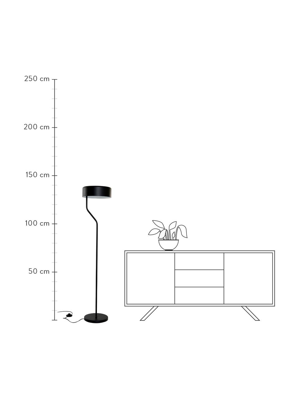 Leeslamp Zed van metaal, Lampenkap: gecoat metaal, Lampvoet: gecoat metaal, Zwart, Ø 30 x H 142 cm