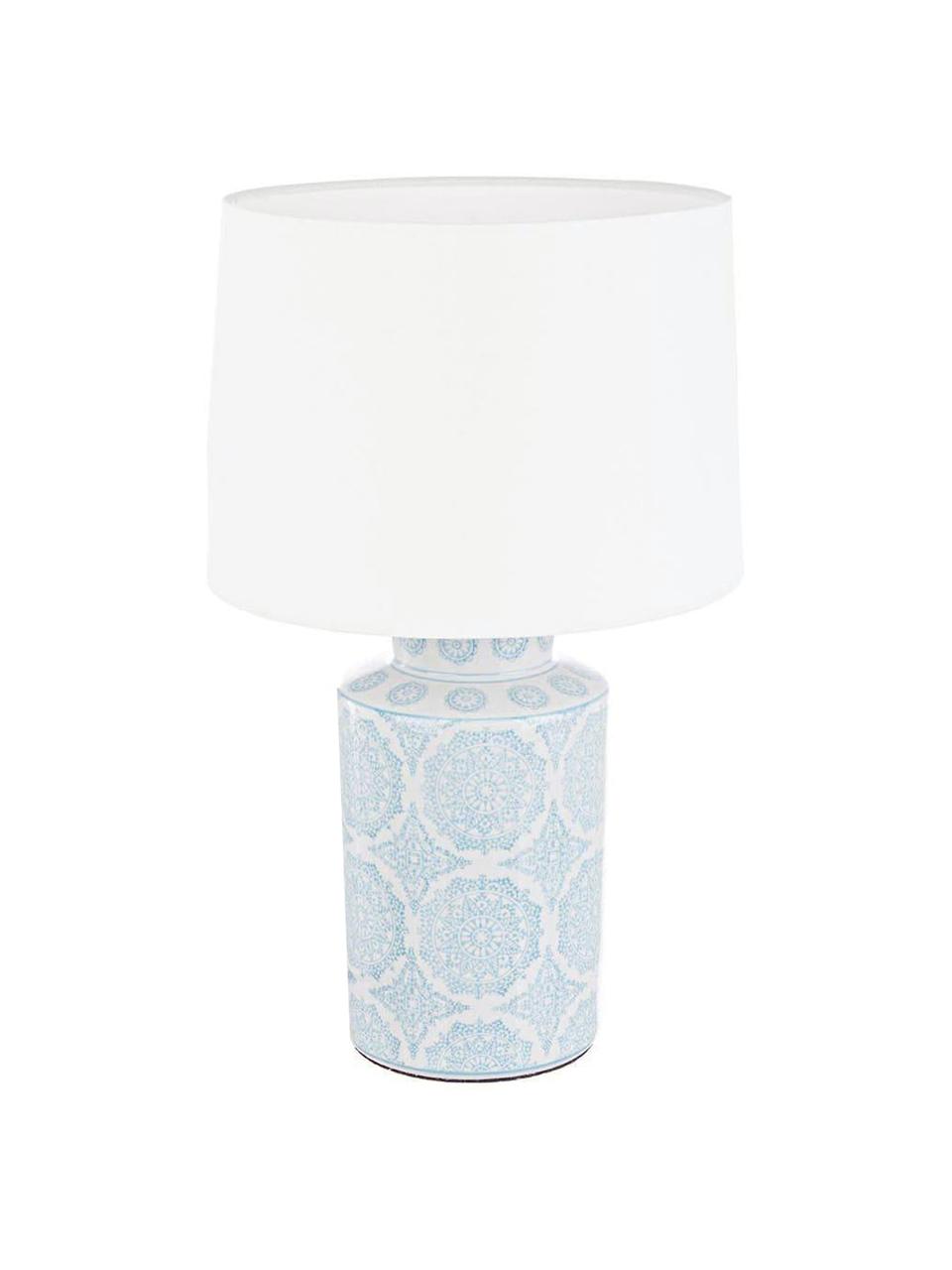 Lámpara de mesa Alambra, Pantalla: poliéster, Azul, blanco, Ø 16 x Al 51 cm