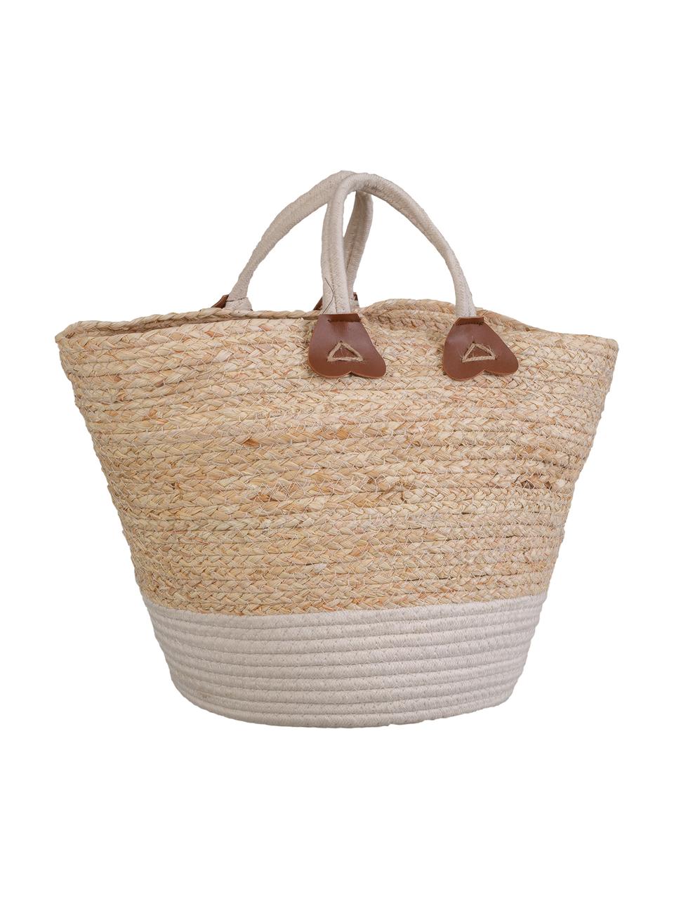 Bolsa de playa artesanal de fibras sintéticas Seaside, Cesta: fibra sintética Asa, Beige, An 34 x Al 29 cm