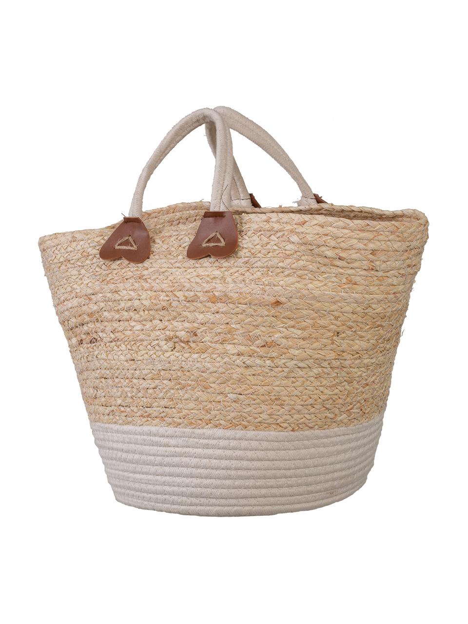 Bolsa de playa artesanal de fibras sintéticas Seaside, Cesta: fibra sintética Asa, Beige, An 34 x Al 29 cm