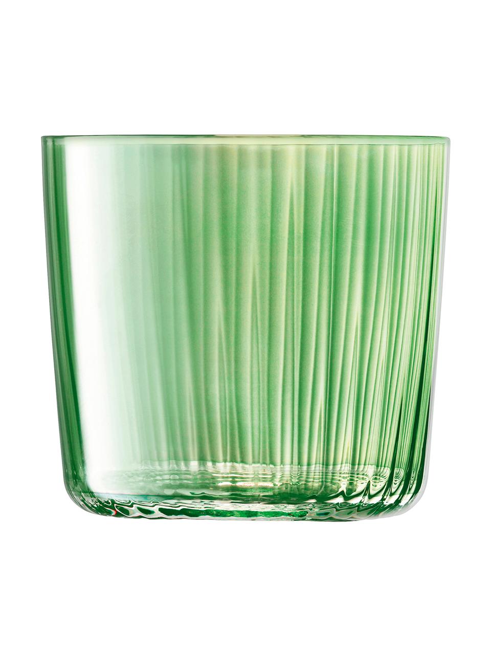 Mundgeblasene Wassergläser Gems mit Rillenrelief, 4er-Set, Glas, mundgeblasen, Grüntöne, Ø 8 x H 7 cm
