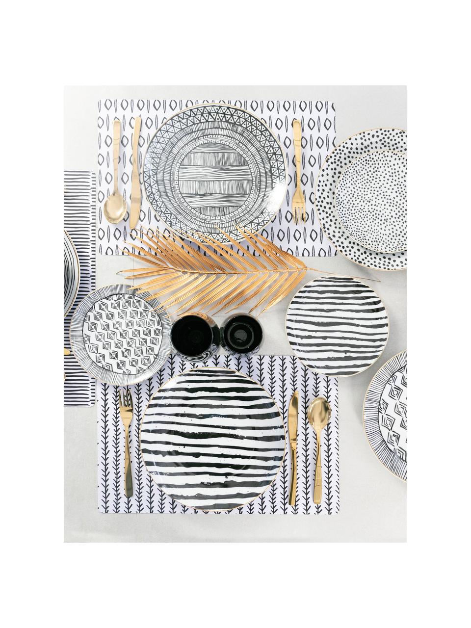 Set di 6 piatti da colazione in porcellana Fruit Plates, Porcellana, Bianco, nero, Ø 19 cm