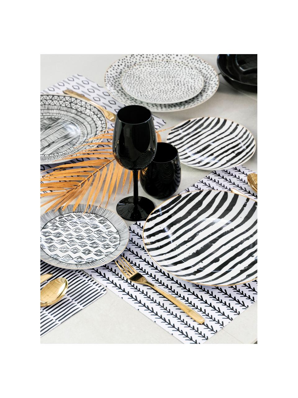 Set di 6 piatti da colazione in porcellana Fruit Plates, Porcellana, Bianco, nero, Ø 19 cm