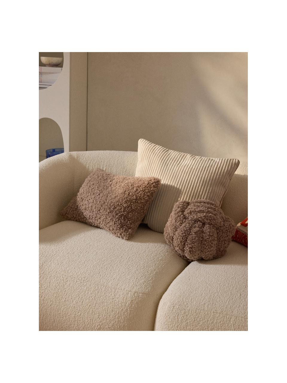 Housse de coussin en tissu peluche Dotty, 100 % polyester (tissu peluche), Nougat, larg. 30 x long. 50 cm