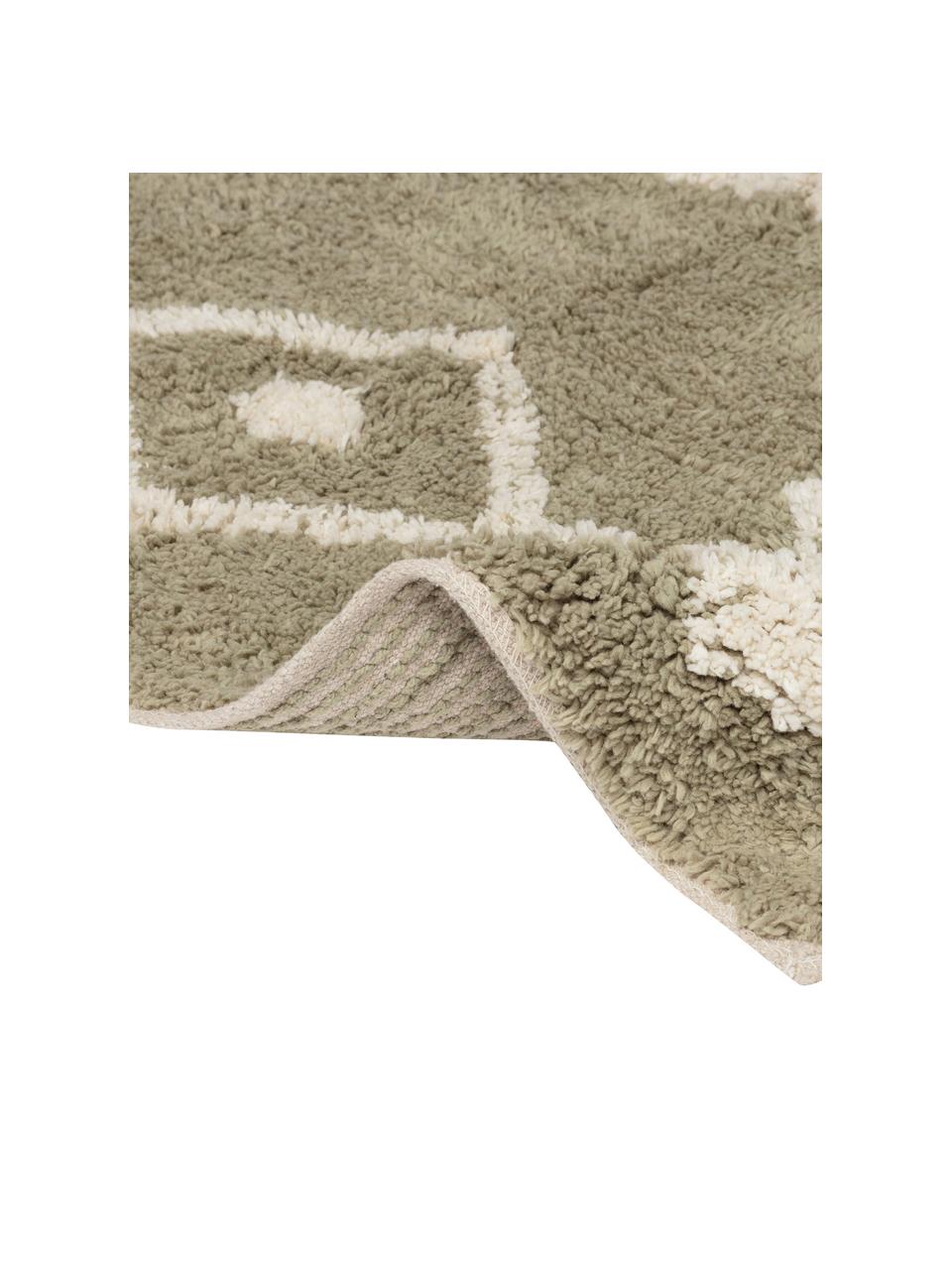 Badmat Fauve met boho patroon en kwastjes in beige/wit, 100% katoen, Beige, wit, 50 x 70 cm