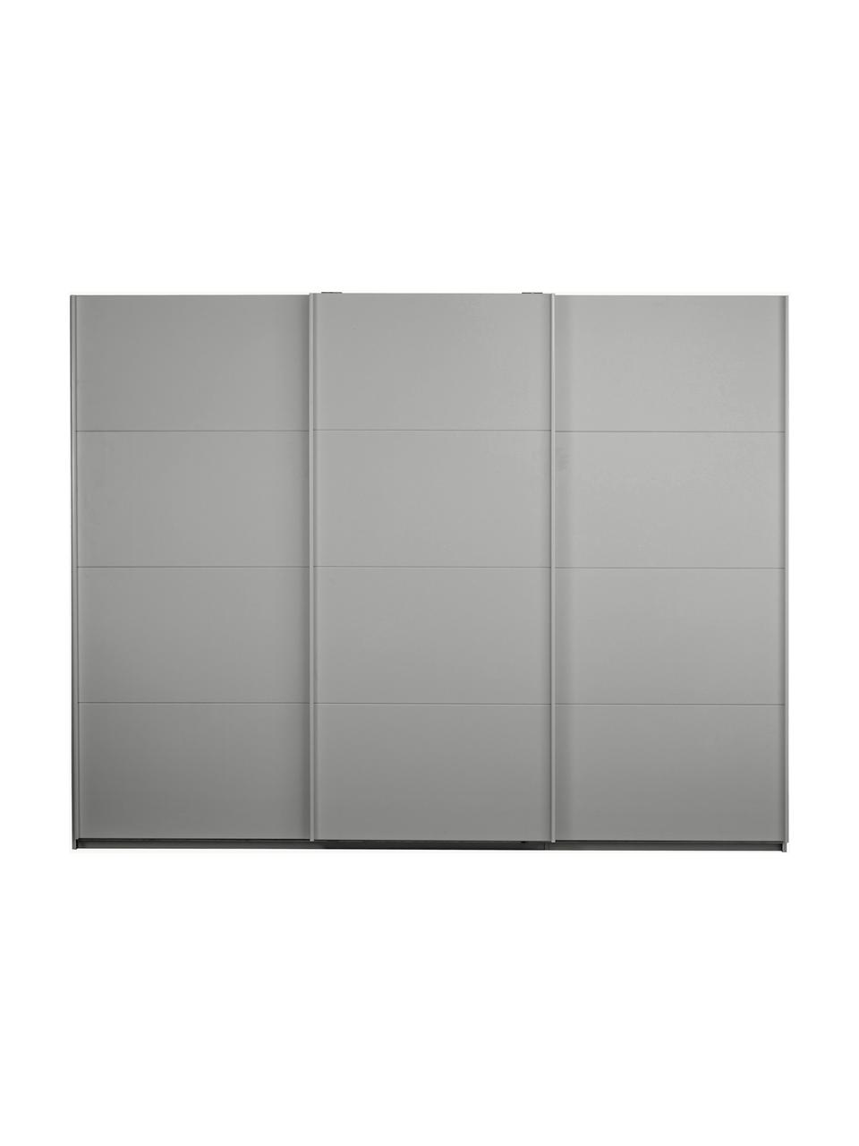 Schwebetürenschrank Mia, 3-türig, Holzwerkstoff aus heimischen Hölzern aus nachhaltiger Forstwirtschaft, beschichtet, Grau, B 270 x H 210 cm