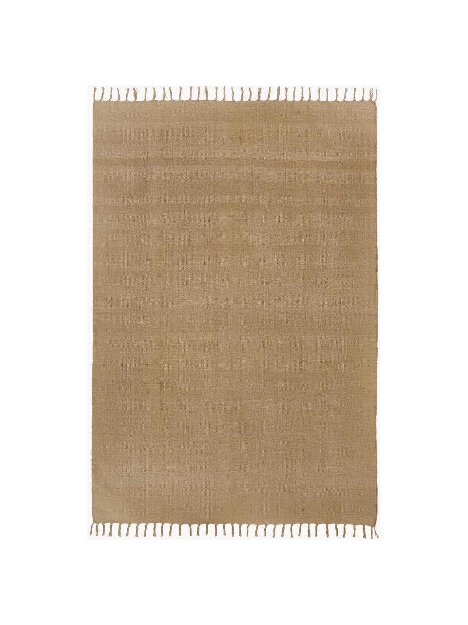 Tappeto sottile in cotone tessuto a mano Agneta, 100% cotone, Marrone chiaro, Larg. 70 x Lung. 140 cm (taglia XS)