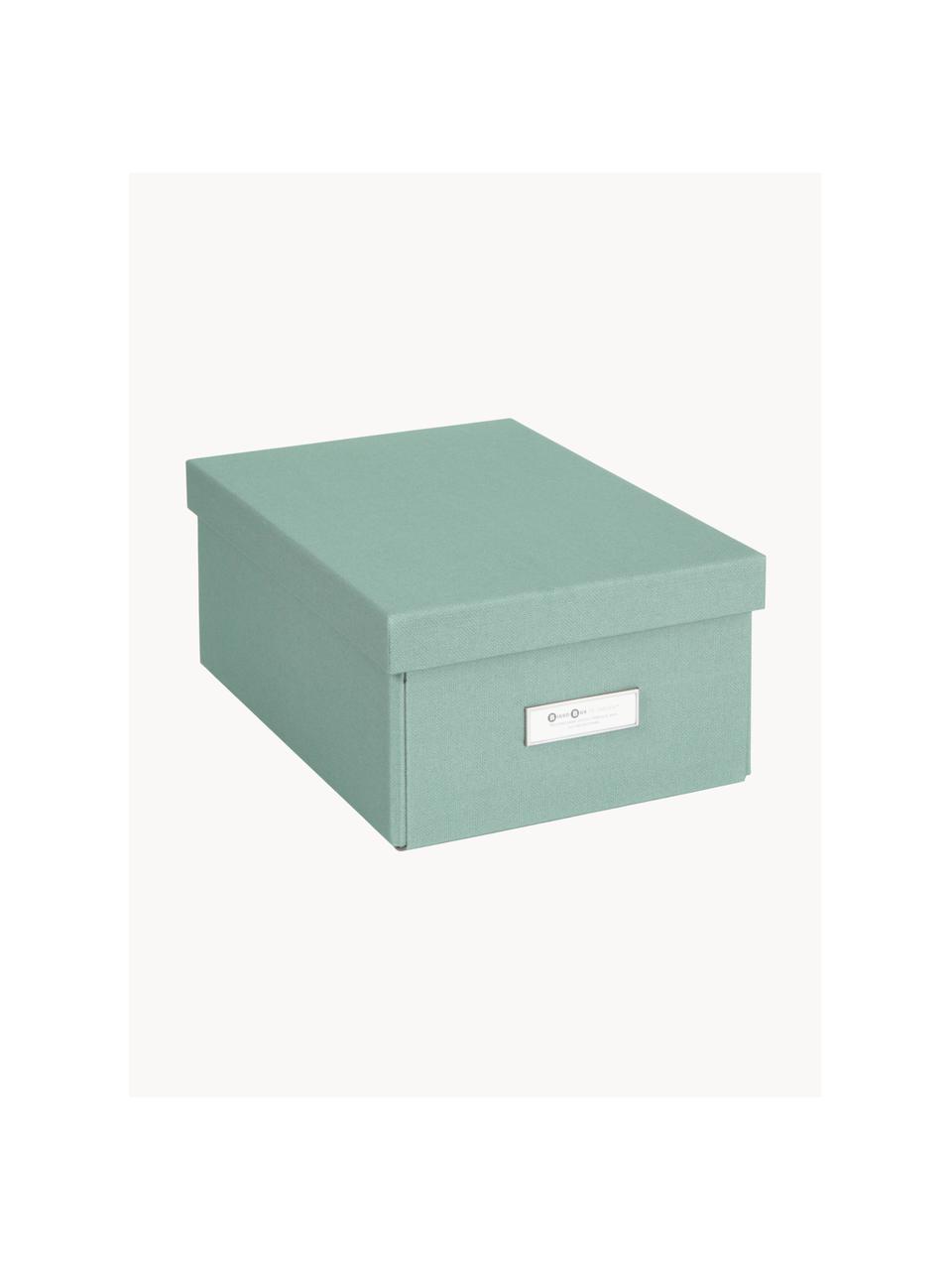 Skládací skladovací box Karin, Š 23 x H 32 cm, Plátno, pevný karton, Šalvějově zelená, Š 23 cm, D 32 cm