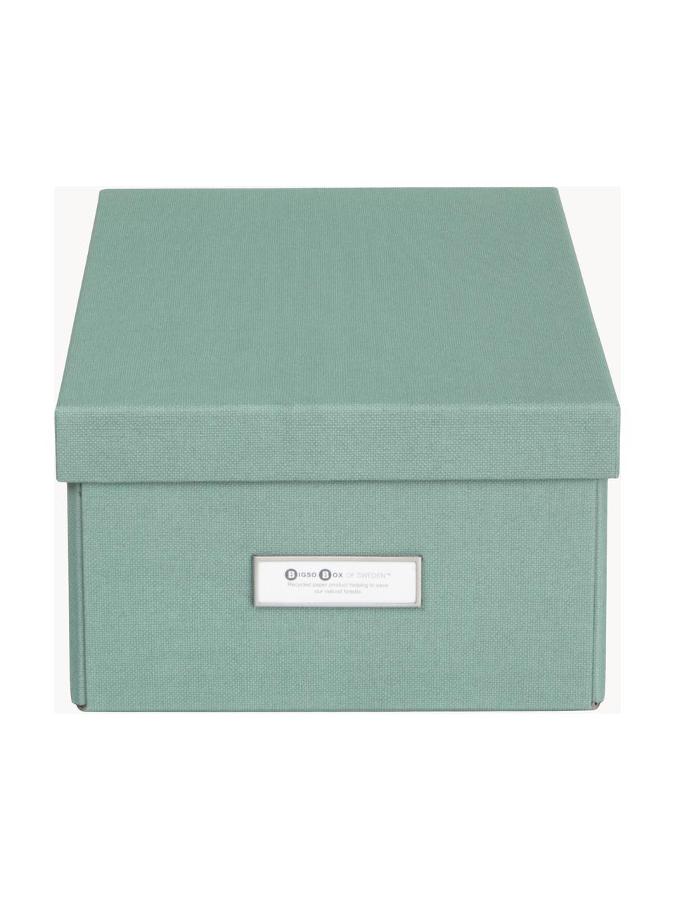 Caja plegable Karin, An 23 x F 32 cm, Canvas, cartón rígido, Verde salvia, An 23 x F 32 cm