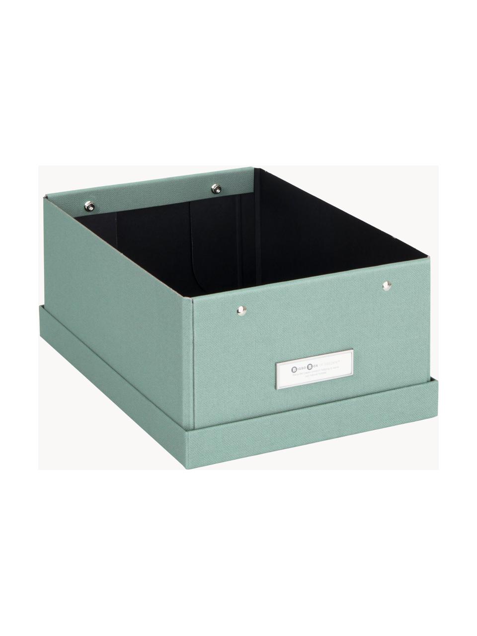 Skládací skladovací box Karin, Š 23 x H 32 cm, Plátno, pevný karton, Šalvějově zelená, Š 23 cm, D 32 cm