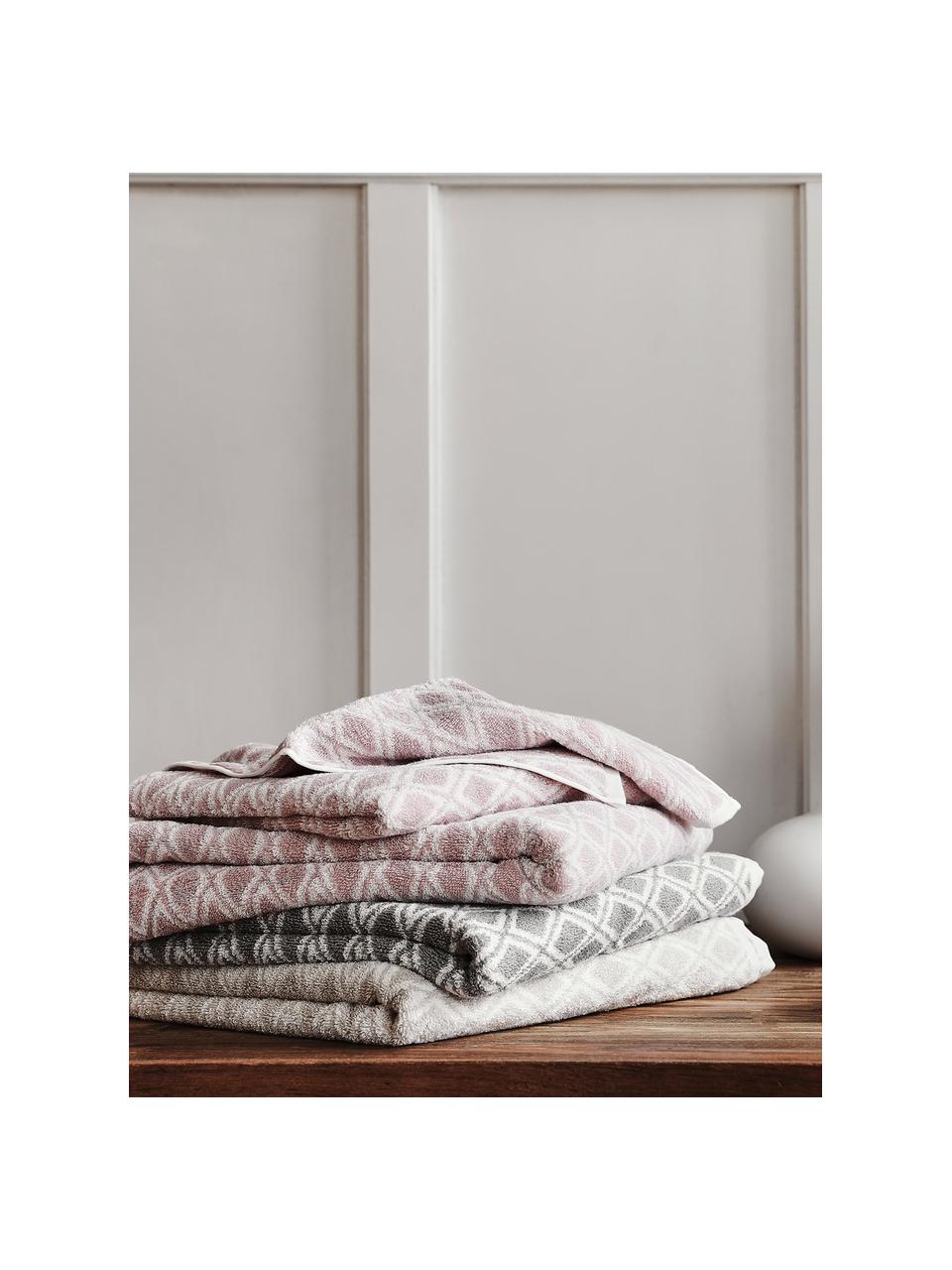 Sada oboustranných ručníků Ava, 3 díly, Růžová, krémově bílá, Sada s různými velikostmi