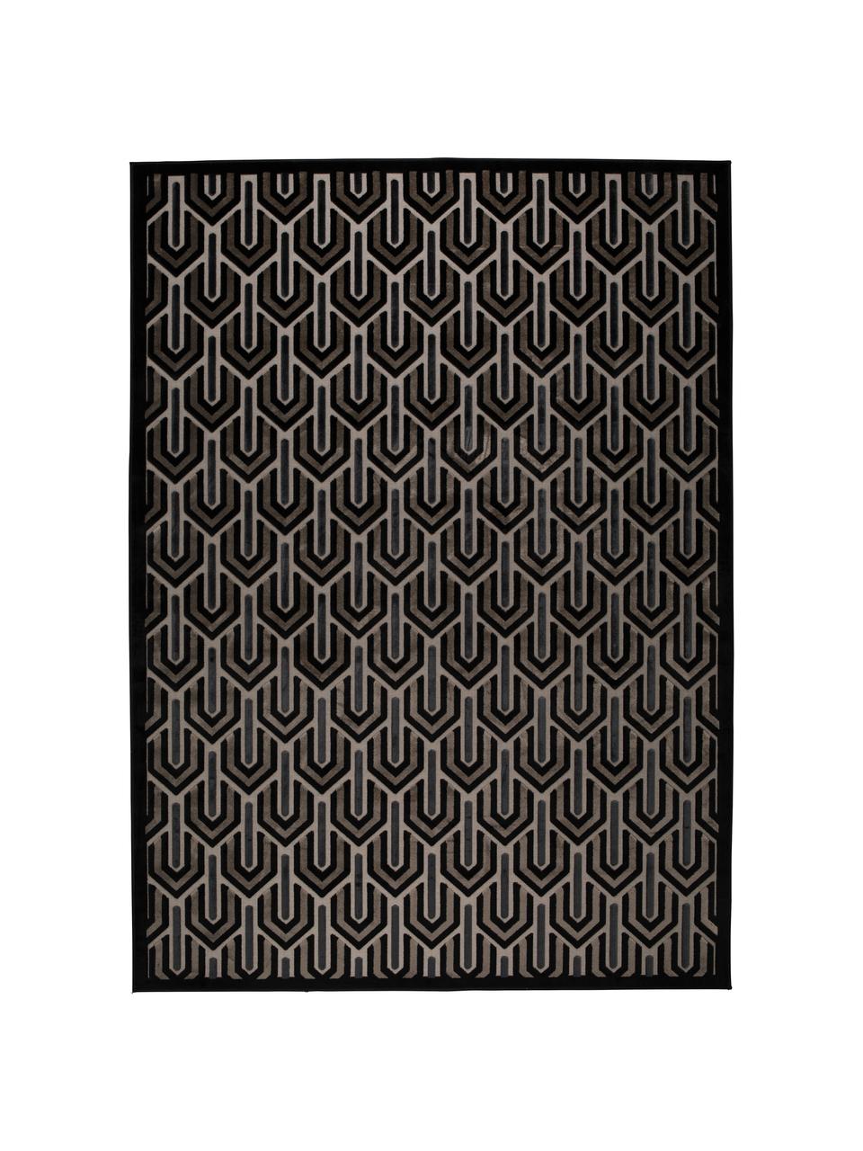 Teppich Beverly mit Hoch-Tief-Struktur, Flor: 57% Rayon, 31% Polyester,, Schwarz, Beigetöne, B 170 x L 240 cm (Größe M)