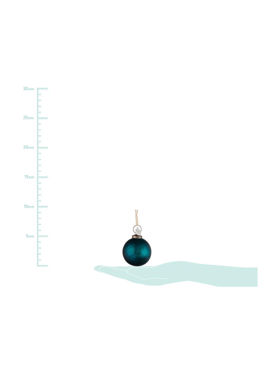 Kerstballen Cadelia, 2 stuks, Ophanglus: jute, Donkerblauw, Ø 5 cm
