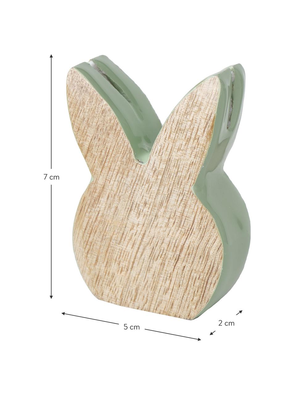 Objet déco lapin de Pâques en bois Liloja, 2 élém., Bois, enduit, Bois, vert, blanc, larg. 5 x haut. 7 cm