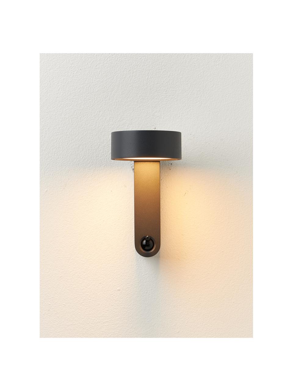Kleine LED wandlamp Toggle met verstelbare lampenkap, Gelakt aluminium, Antraciet, mat, B 10 x H 17 cm
