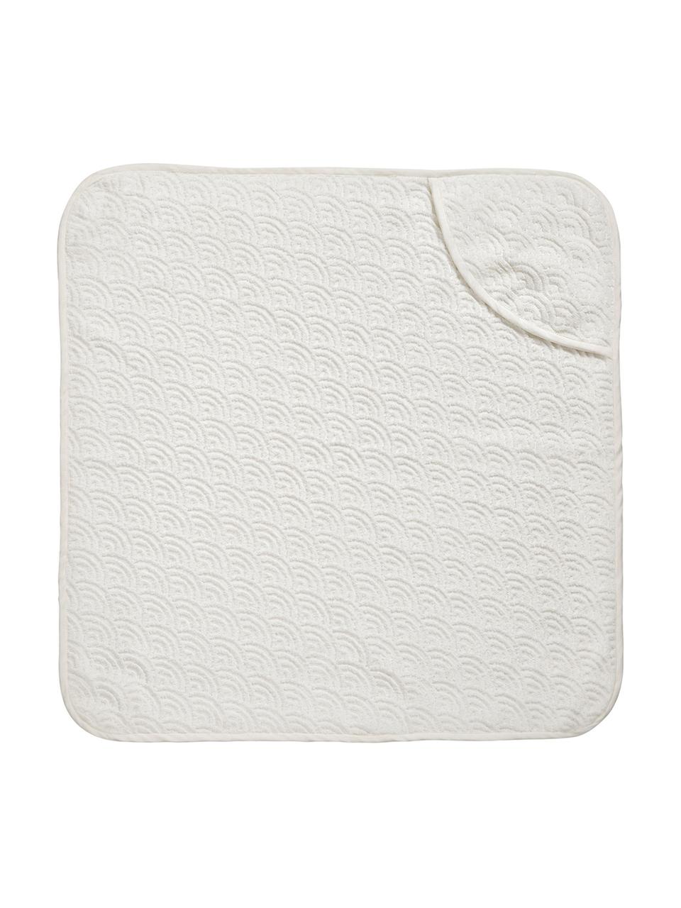 Toalla baño bebé de algodón ecológico Wave, 100% algodón ecológico, Blanco crudo, An 80 x L 80 cm