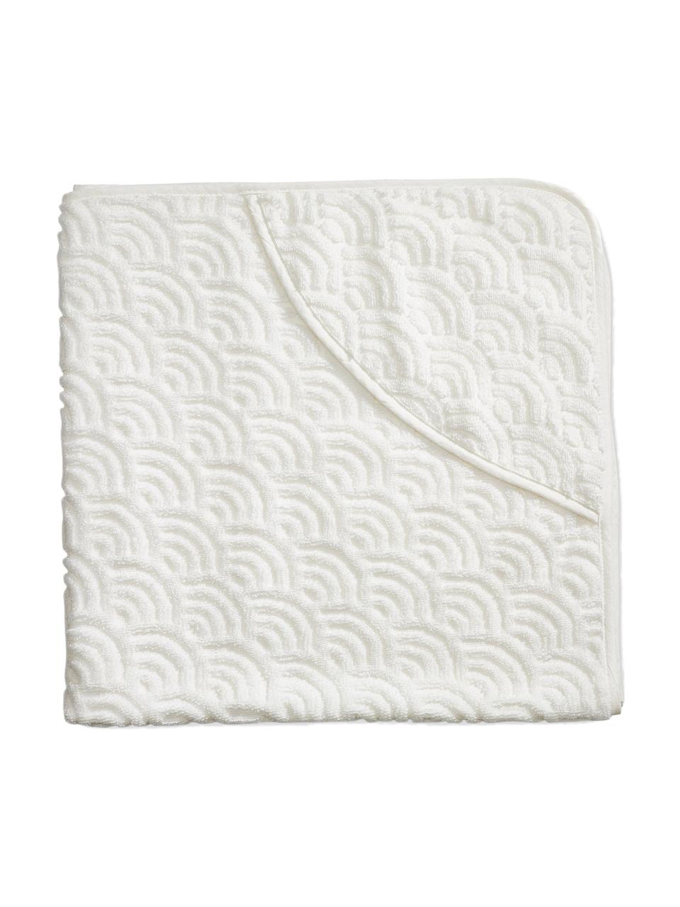 Toalla baño bebé de algodón ecológico Wave, 100% algodón ecológico, Blanco crudo, An 80 x L 80 cm