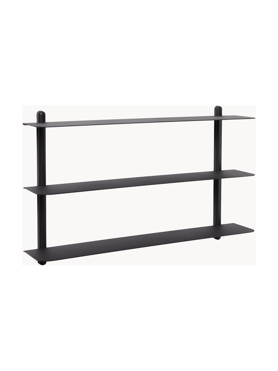 Estante de pared Nivo, Estantes: acero recubierto, Estructura: madera de fresno, Negro, An 64 x Al 42 cm