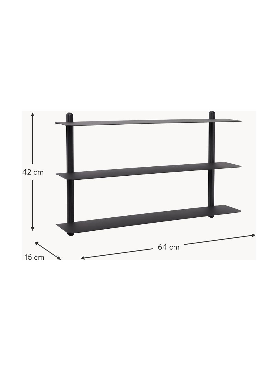 Mensola Nivo, Ripiani: acciaio, rivestito, Struttura: legno di frassino, Nero, Larg. 64 x Alt. 42 cm