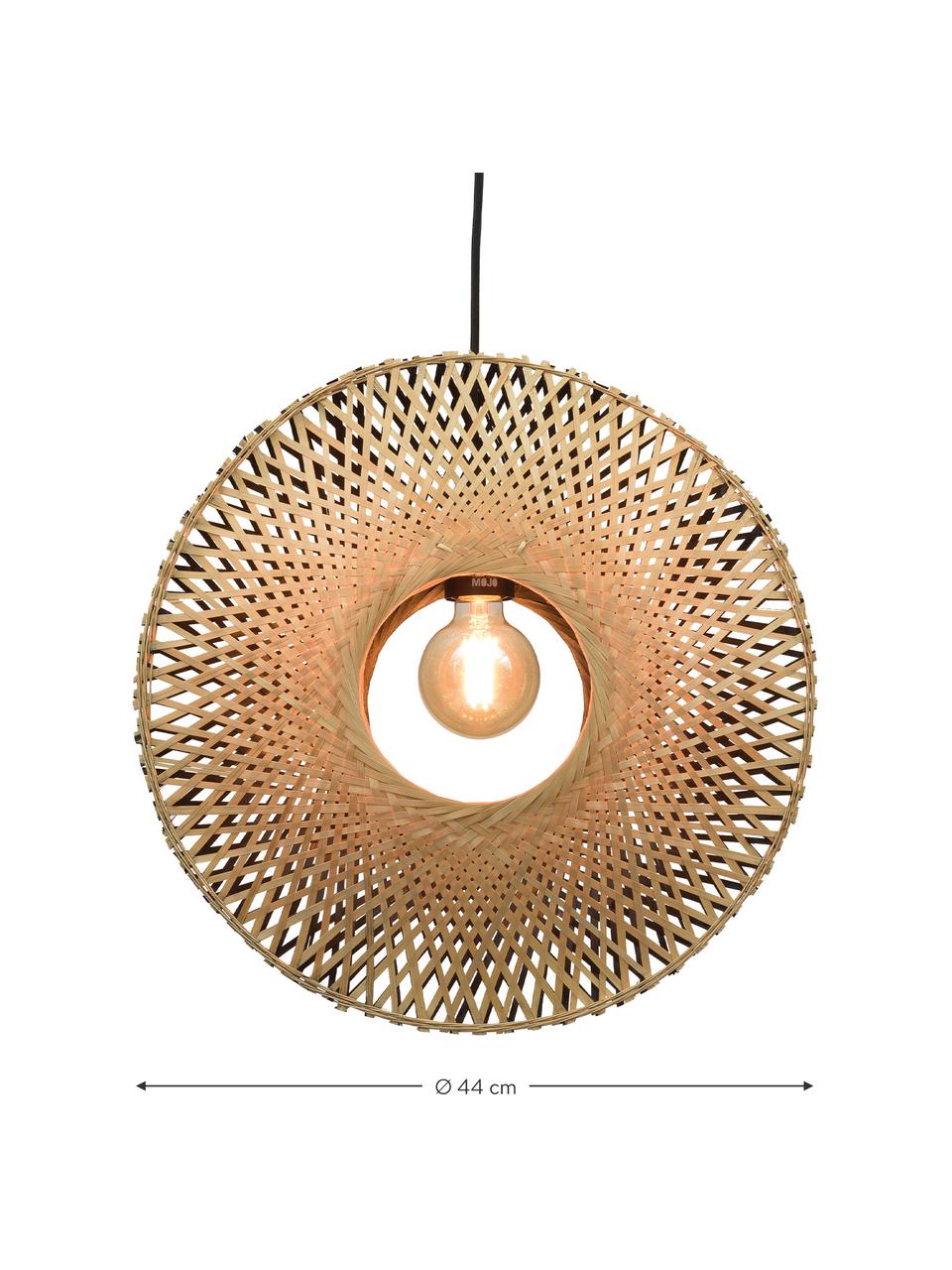 Lampa wisząca z drewna bambusowego Kalimantan, Beżowy, czarny, Ø 44 x W 44 cm