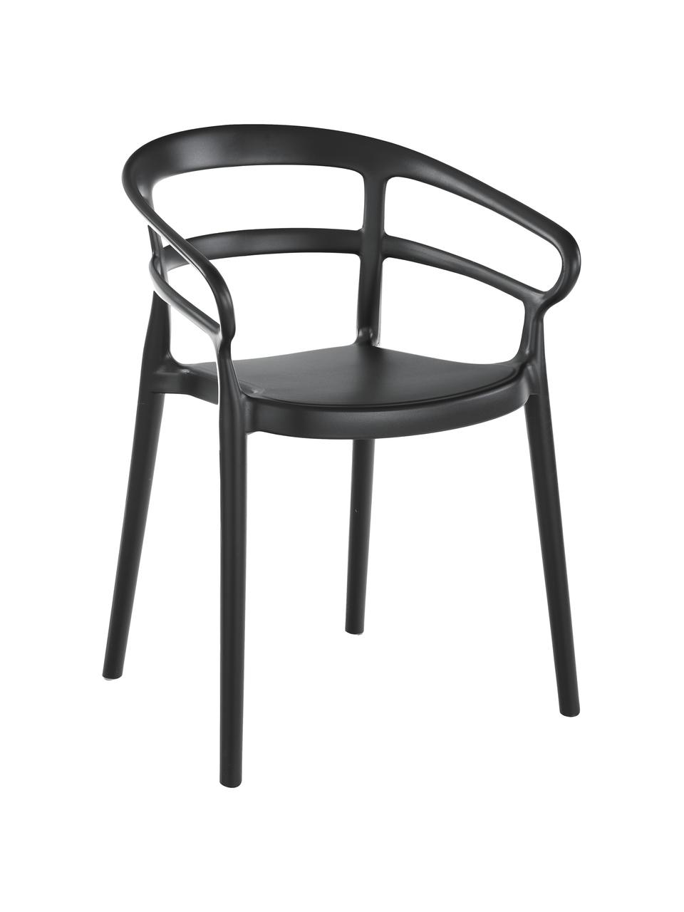 Židle z umělé hmoty s područkami Rodi, 2 ks, Černá