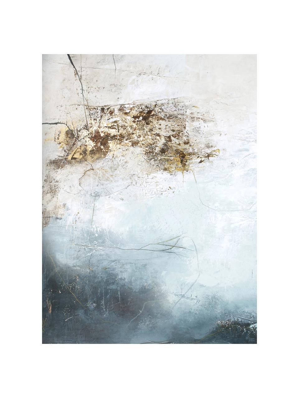 Handgemaltes Leinwandbild Freja Blanche 3, Bild: Daler Rowney HQ Acrylfarb, Blautöne, Beigetöne, B 60 x H 80 cm