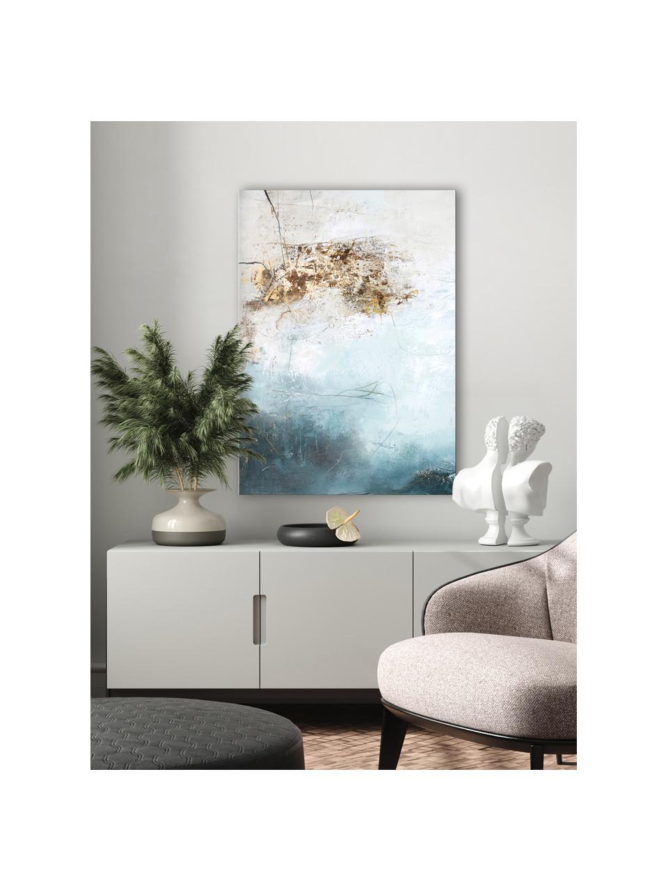 Ručně malovaný obraz na plátně Freja Blanche, Odstíny modré, odstíny béžové, Š 60 cm, V 80 cm