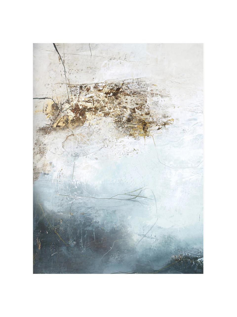 Handgemaltes Leinwandbild Freja Blanche, Bild: Daler Rowney HQ Acrylfarb, Blautöne, Beigetöne, B 60 x H 80 cm