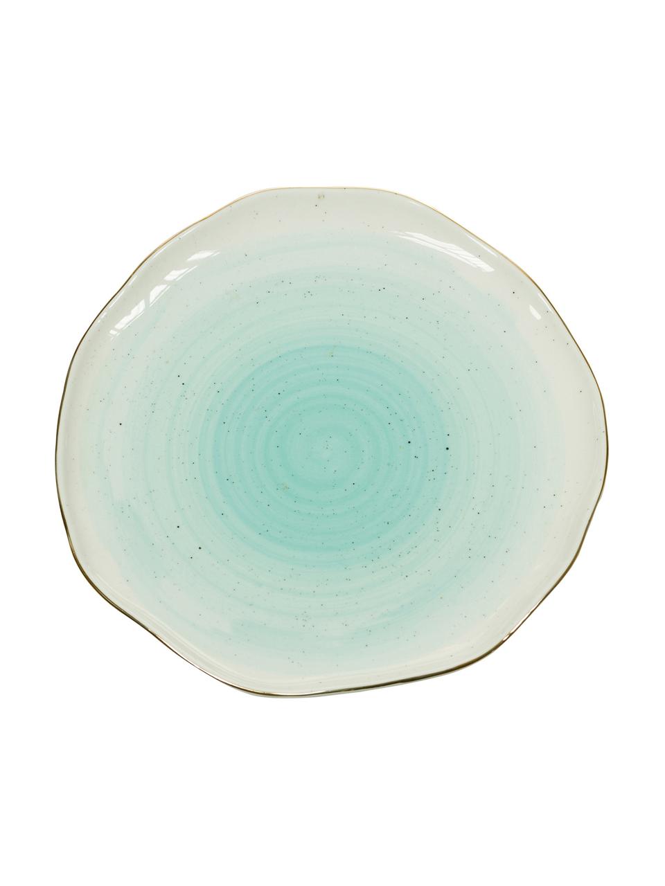 Platos postre artesanales Bella, 2 uds., Porcelana, Azul turquesa, Ø 19 x Al 3 cm