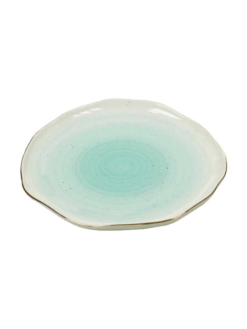 Platos postre artesanales Bella, 2 uds., Porcelana, Azul turquesa, Ø 19 x Al 3 cm