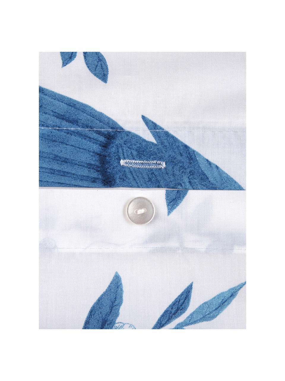 Housse de couette en percale Annabelle, Blanc, bleu, larg. 140 x long. 200 cm