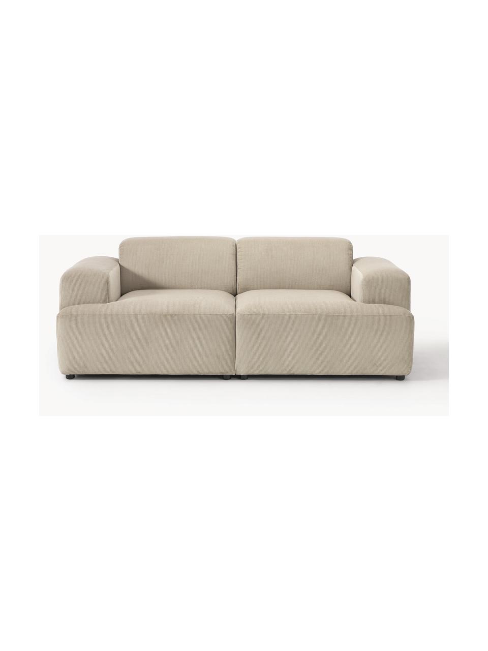 Cord-Sofa Melva (2-Sitzer), Bezug: Cord (92% Polyester, 8% P, Gestell: Massives Kiefernholz, Spa, Füße: Kunststoff Dieses Produkt, Cord Hellbeige, B 198 x T 101 cm