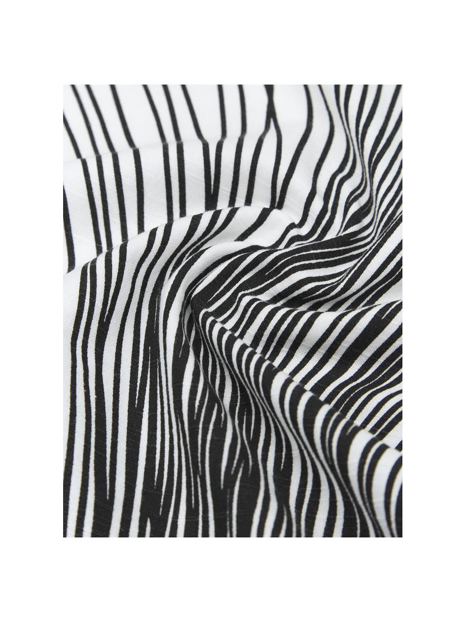 Funda de cojín de algodón Thiago, 100% algodón, Blanco, negro, An 50 x L 50 cm