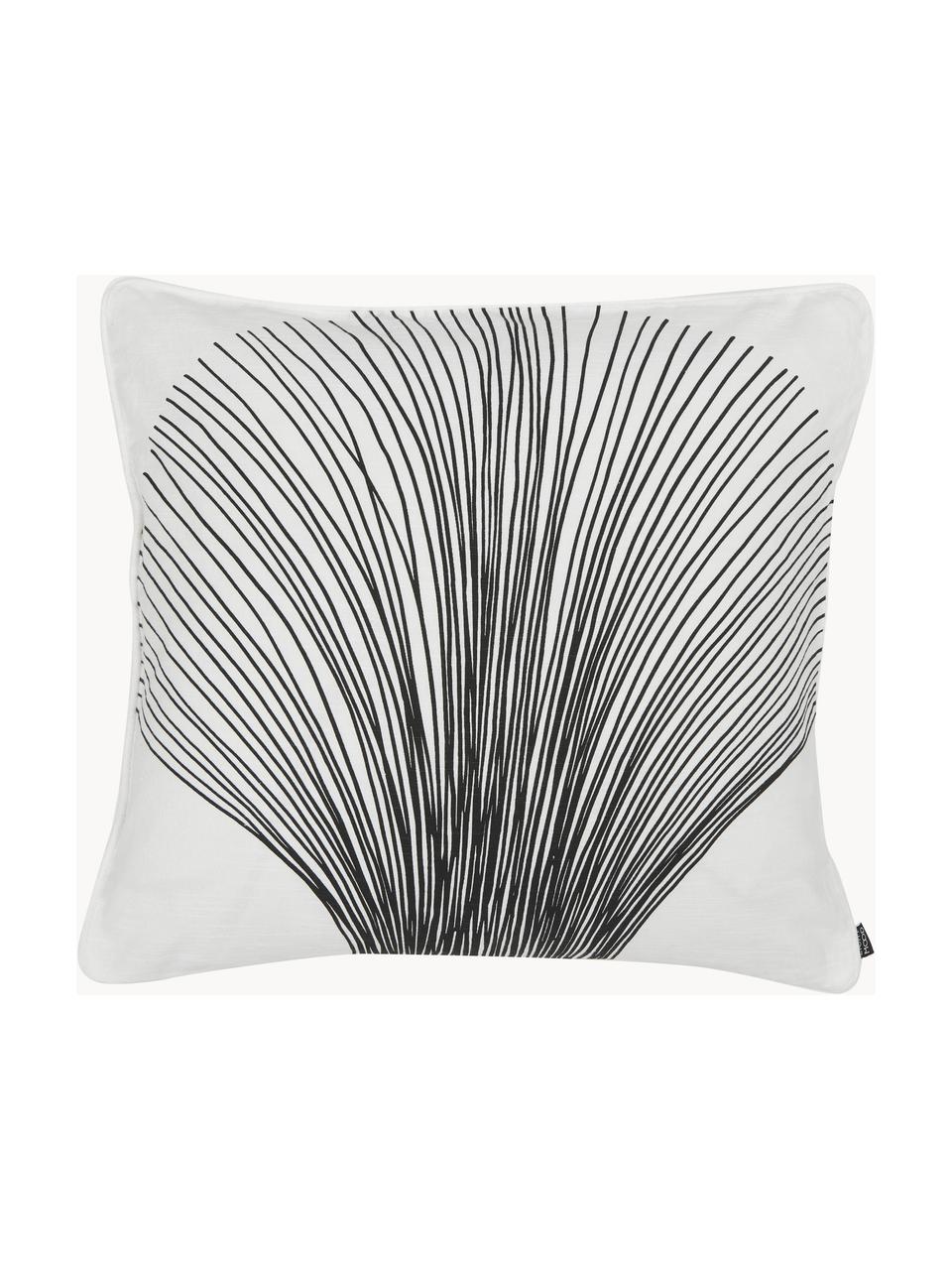 Housse de coussin 50x50 pur coton Thiago, 100 % coton, Blanc, noir, larg. 50 x long. 50 cm