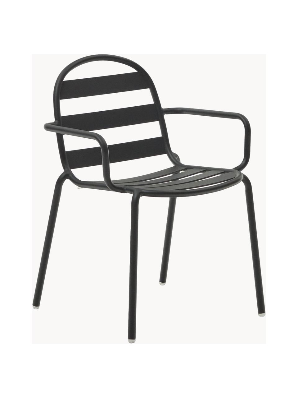 Ogrodowe krzesło z podłokietnikami Joncols, Aluminium malowane proszkowo, Antracytowy, S 61 x G 58 cm